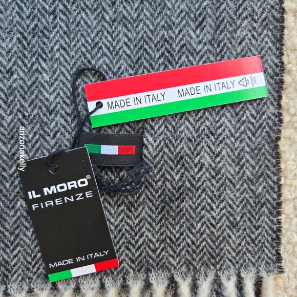 NWT Wool/Cashmere Blend Herringbone Black White Italy Il Moro Firenze - Picture 3 of 13